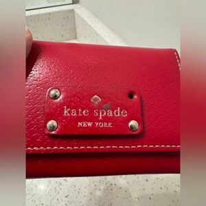 Kate Spade Red Leather Small Wallet Card Coin Purse